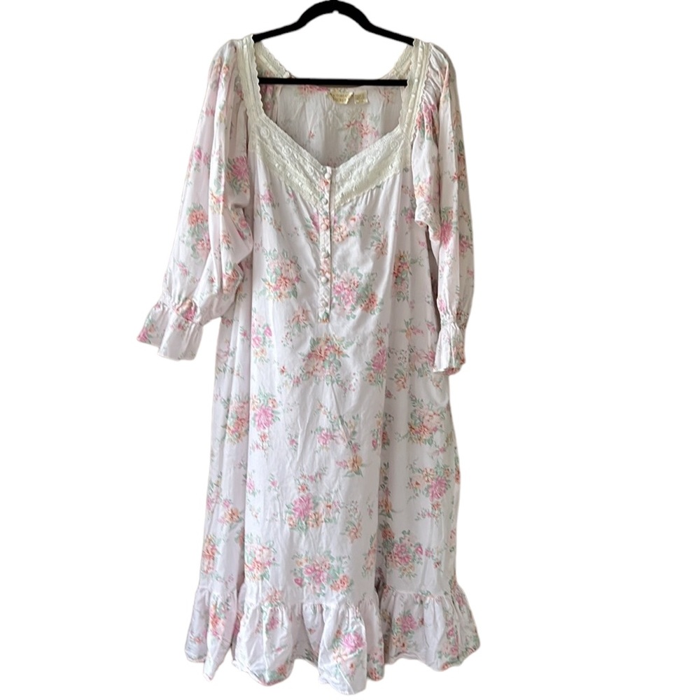 Victoria’s Secret Gold Label Floral Cottagecore 100% Cotton Lace Nightgown